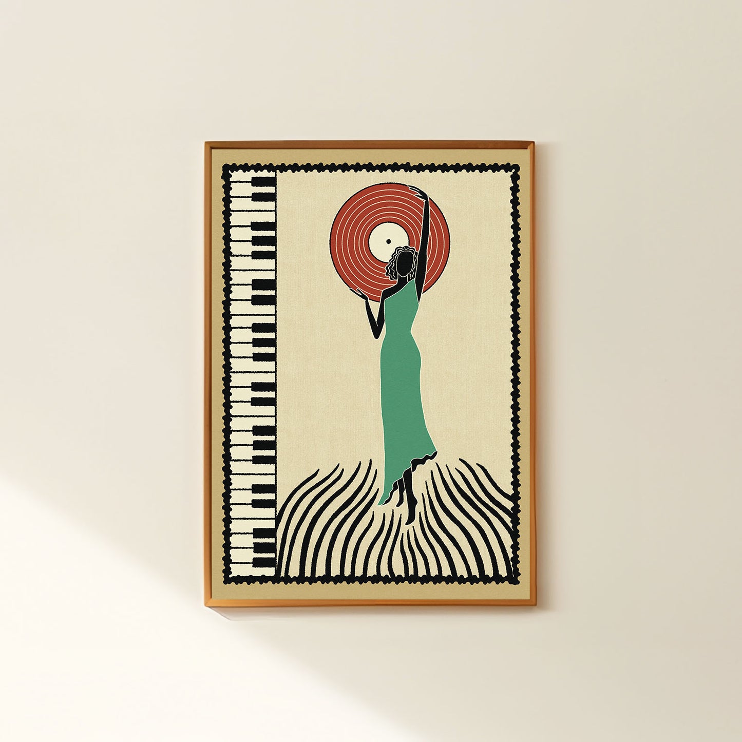 Music-inspired wall art vintage jazz poster vinyl record for retro home decor