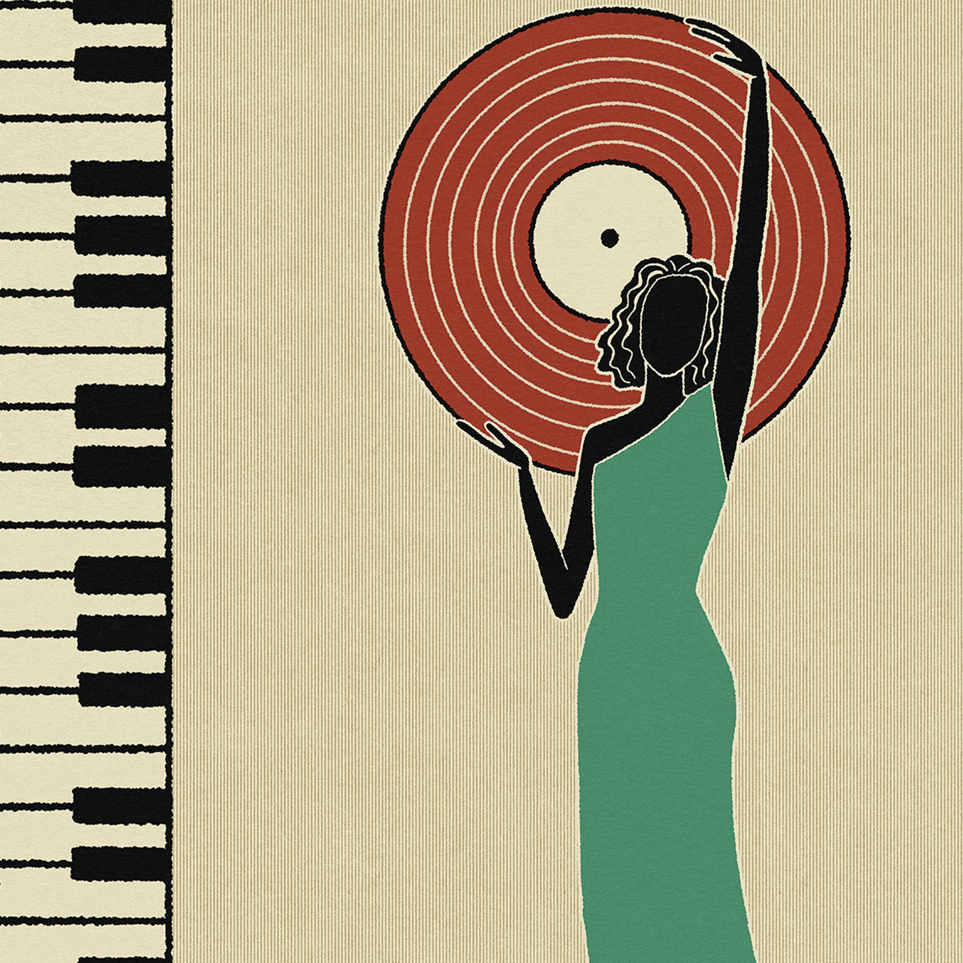 Music-inspired wall art vintage jazz poster vinyl record for  retro home decor 